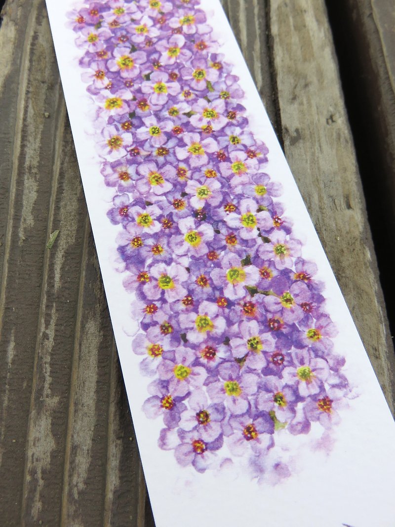 南極小さな紫色の花水彩花と植物イラストブックマークカード（印刷）
