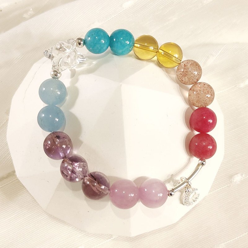 Multi-bead Bracelet – Powerful Repair Merkaba Aquamarine Amazonite Stone Citrine - สร้อยข้อมือ - คริสตัล หลากหลายสี