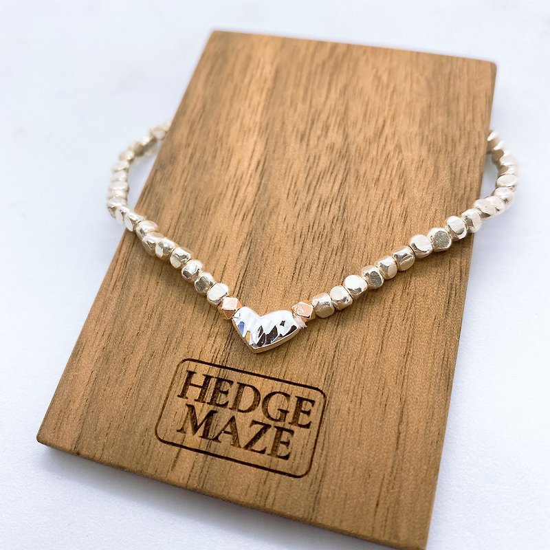 Simple Heart Silver 925 Rhombus Bracelet - สร้อยข้อมือ - เงินแท้ สีเงิน