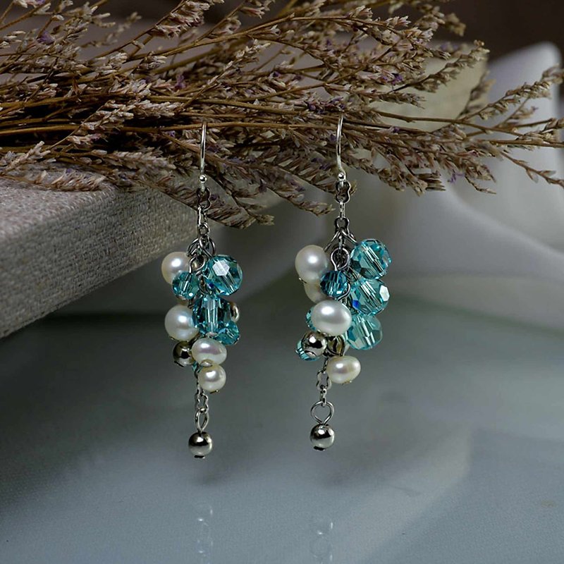 Sea earrings | Memorial engraving | Customized | Gifts - Earrings & Clip-ons - Gemstone 