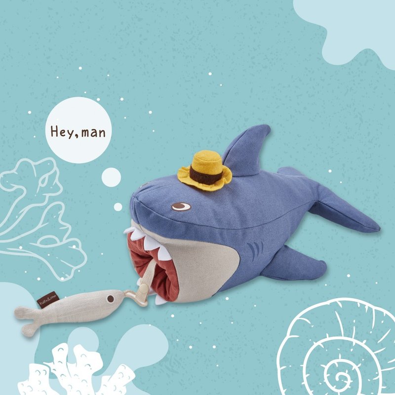 【tails&me 尾巴與我】鯊魚派特│海洋動物系列 寵物貓玩具 - 貓/狗玩具 - 棉．麻 多色