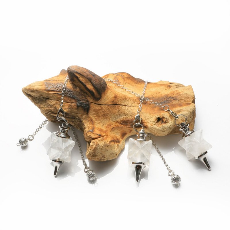 01196001天然晶石/靈擺/帶鏈子/白水晶/天然石/水晶/能量石/冥想 - 項鍊 - 水晶 白色