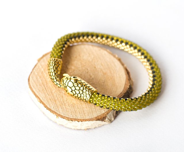 Snake bracelet, Gold snake bracelet for women, Ouroboros, Snake jewelry -  Shop IrisBeadsArt Bracelets - Pinkoi