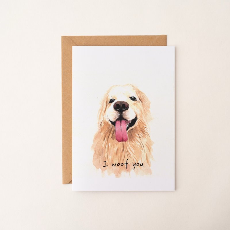 I woof you Pet Portrait Card - All-Occasion Card, Birthday Card, Thank You Card, Art Card, Greeting Card - Cards & Postcards - Paper Gold