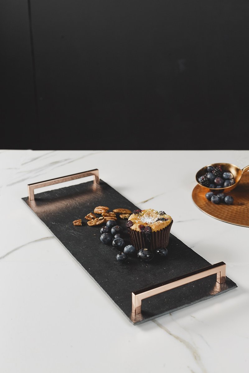 【UK】●Small Serving Tray (Straight Edge) with Copper Handles●  The Just Slate Company - Small Plates & Saucers - Other Materials 