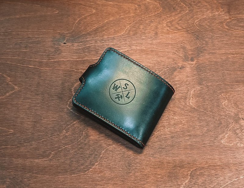 Minimalist Handcrafted Leather Wallet Men / Designer Slim Mens Leather Wallet - 銀包 - 真皮 綠色