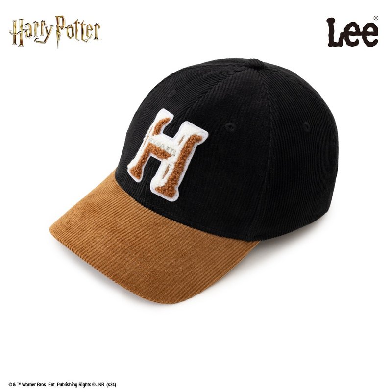 Harry Potter Collection 霍格華茲字母H 撞色 燈心絨棒球帽 黑黃 - 帽子 - 棉．麻 黑色