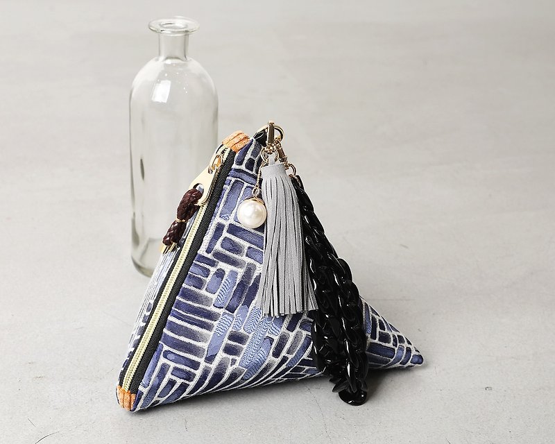 Pyramis-Ultramarine Blue- triangular clutch pouch bag - Toiletry Bags & Pouches - Other Materials Blue