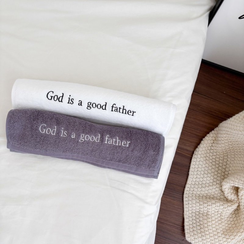 JIN CHA GOD-Embroidered towel God is a good father (two colors)/Christ/Baptized - ผ้าขนหนู - ผ้าฝ้าย/ผ้าลินิน 