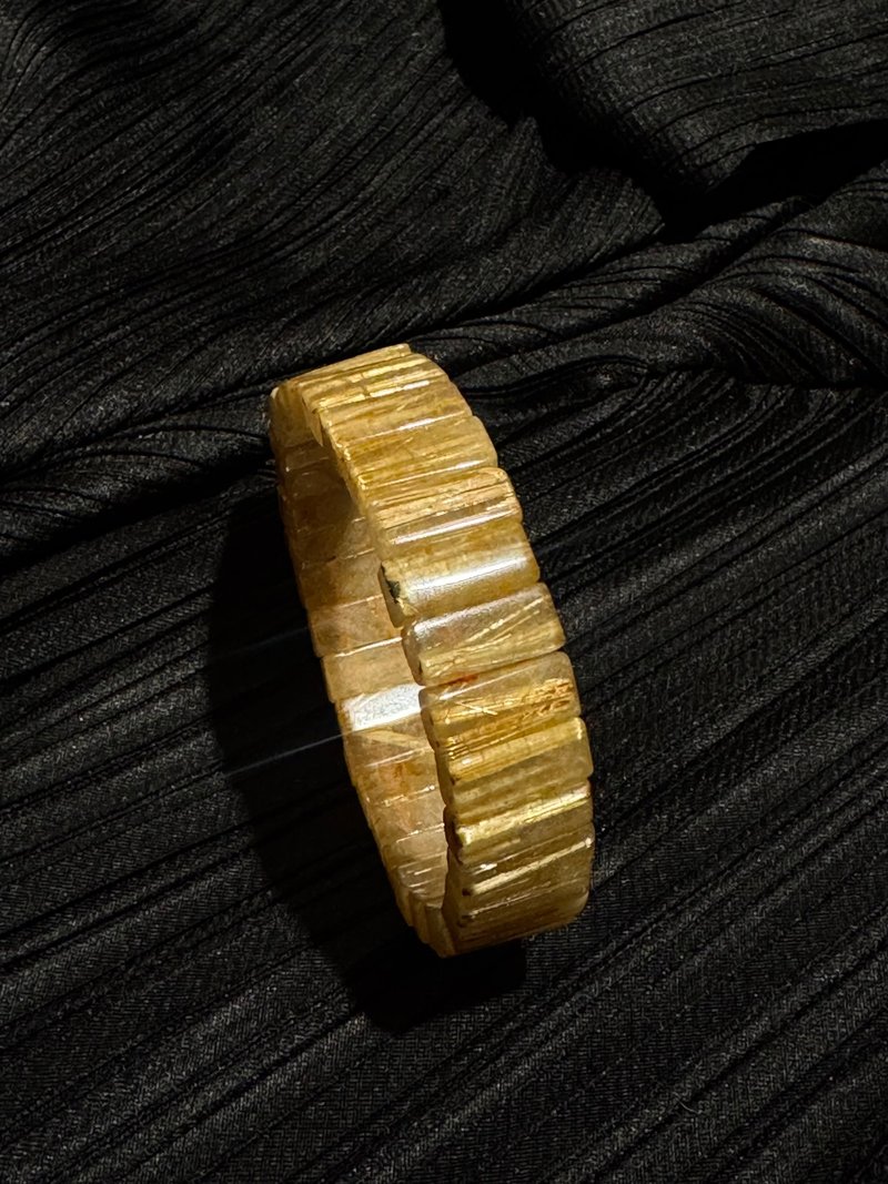 財富小金磚 。15mm 鈦金 金髮晶 鈦晶 手排 手串 Titaniu 母礦鈦 - 手鍊/手環 - 水晶 黃色