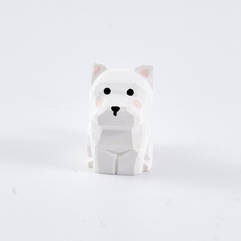 Shimo 溫柔坐著的薩摩耶犬木雕 - 擺飾/家飾品 - 木頭 白色