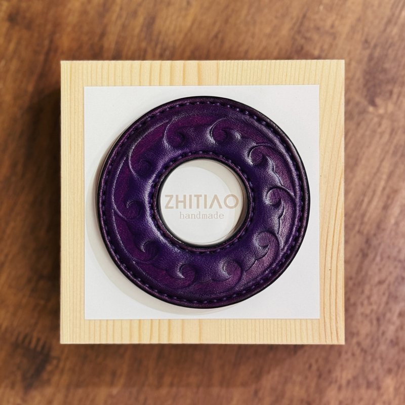 原創手工製作牛皮劍道刀鐔 生生流転 紫色 劍鍔 Tsuba - 運動配件 - 真皮 紫色