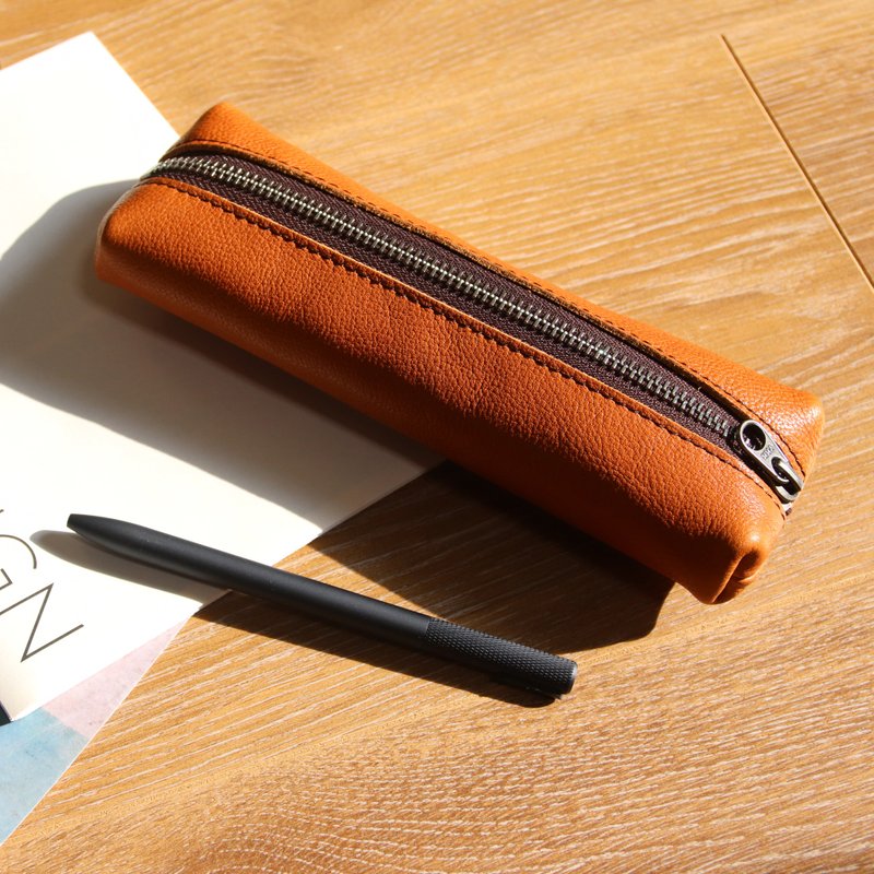 Original vegetable tanned cowhide pencil case - กล่องดินสอ/ถุงดินสอ - หนังแท้ สีนำ้ตาล