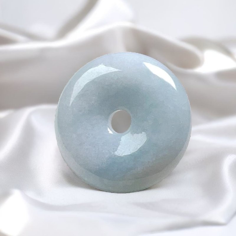 天空藍翡翠平安扣項鍊 | 天然緬甸玉翡翠A貨 | 送禮 - 項鍊 - 玉石 透明