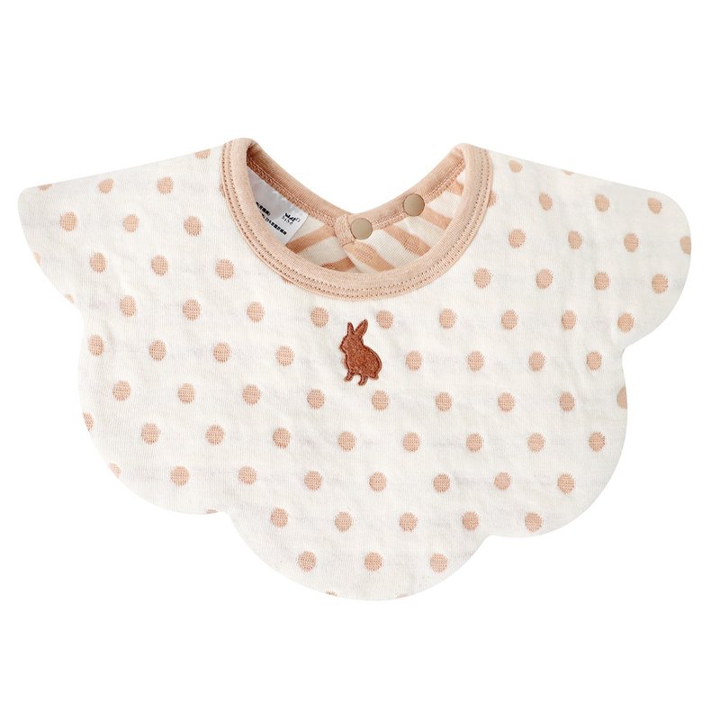 【SISSO有機棉】奶茶QQ兔二重織空氣棉圍兜 - 圍兜/口水巾 - 棉．麻 白色