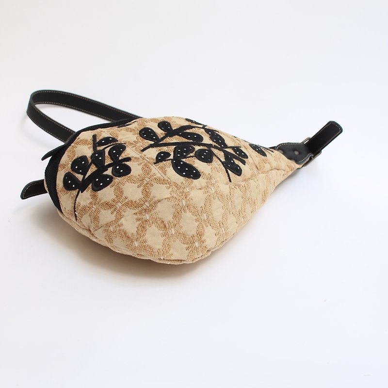 Embroidered sunbait embroidered shoulder bag - Backpacks - Genuine Leather Gold