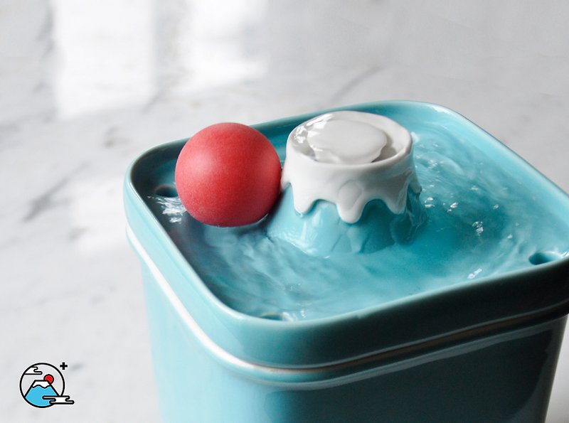 陶瓷富士山寵物飲水機 寵物喝水器 - 寵物碗/碗架/自動餵食器 - 瓷 藍色