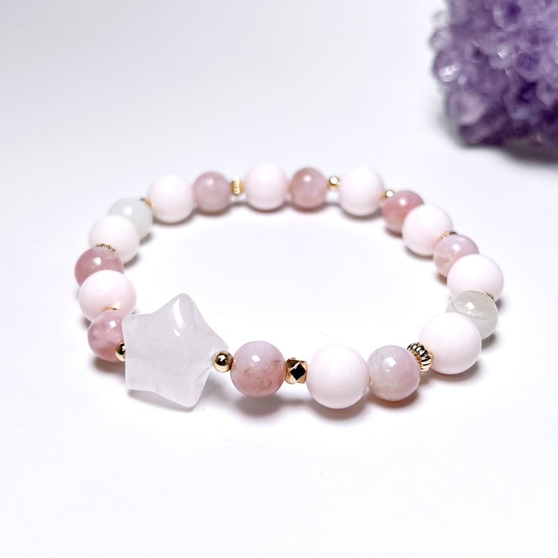 Banging. Bracelet healing helps gynecological sleep l White Ghost Queen Shell Cherry Blossom Agate l - สร้อยข้อมือ - คริสตัล หลากหลายสี