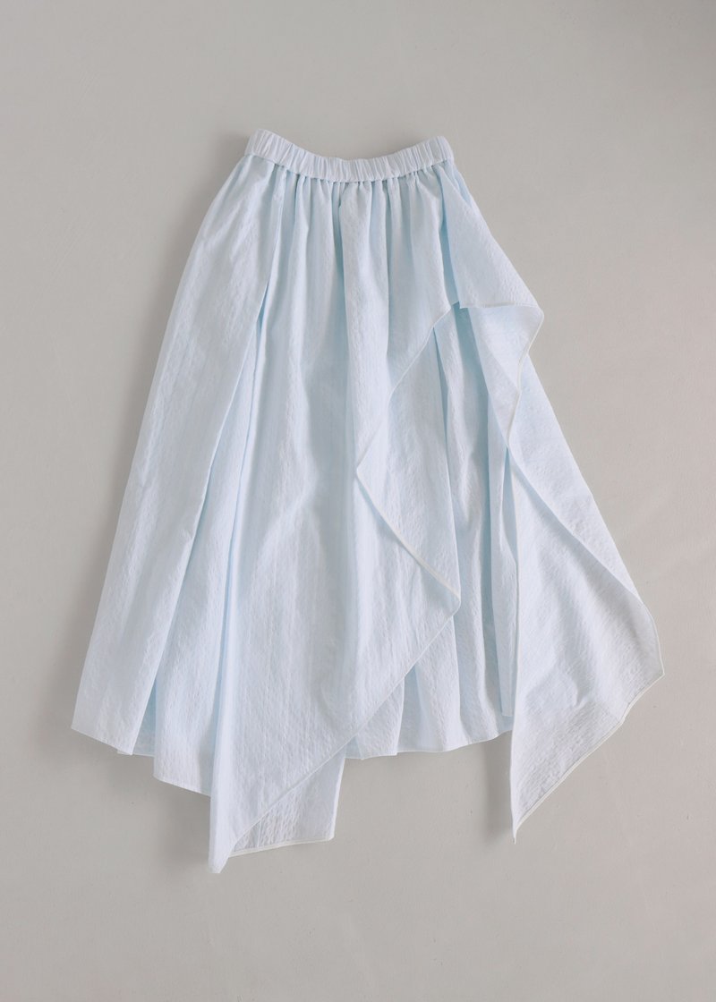 Wave Pleated Elastic Skirt/ White Jacquard - กระโปรง - เส้นใยสังเคราะห์ ขาว