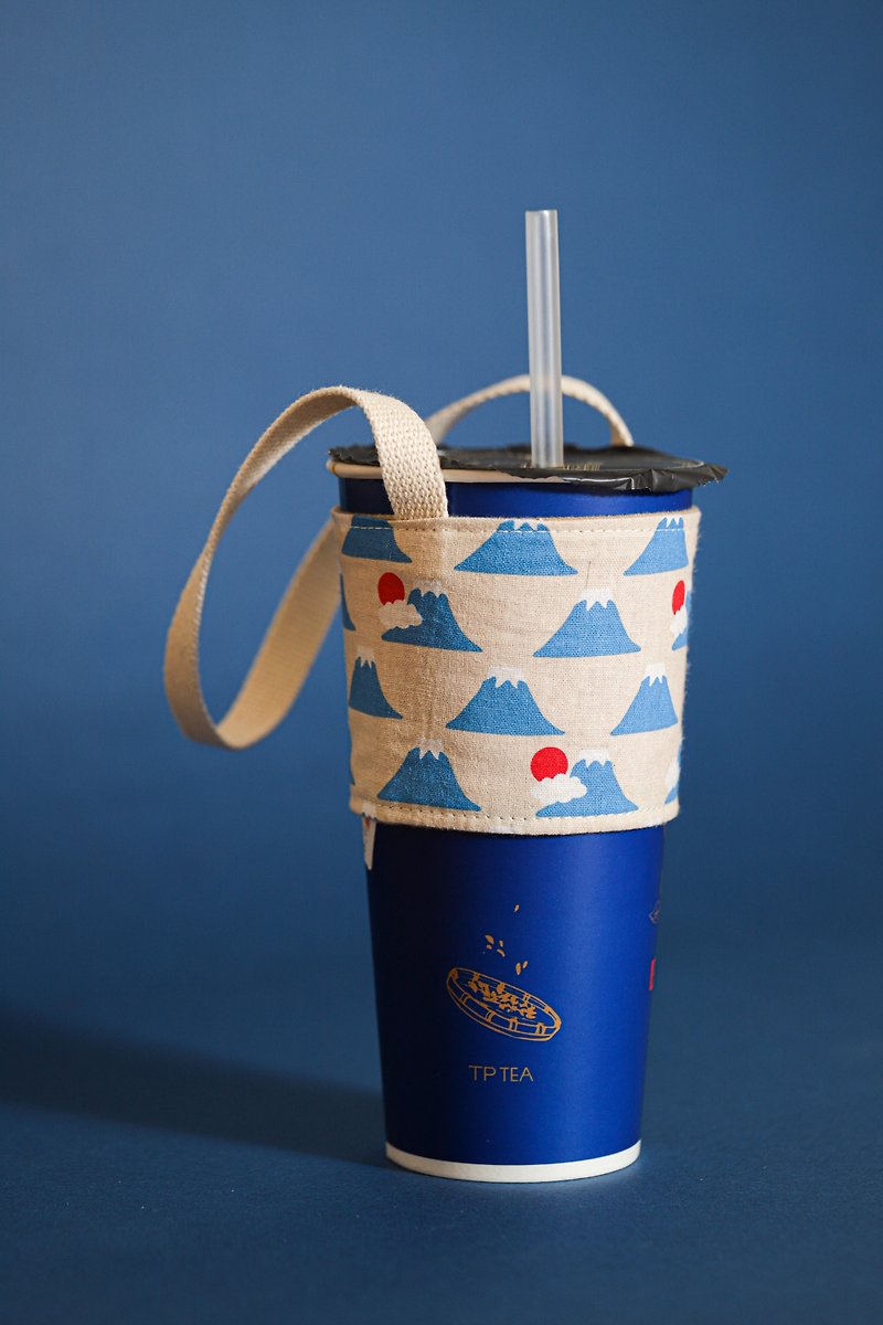 富士山 飲料提袋 手搖飲料 環保杯套 - 其他 - 棉．麻 藍色