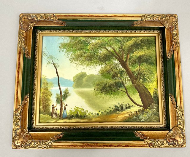 ベルギー人アーティストによる愛らしいヴィンテージ油絵四季