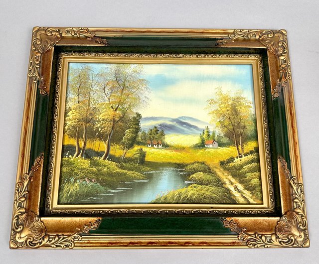 ベルギー人アーティストによる愛らしいヴィンテージ油絵四季