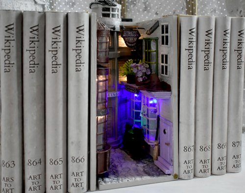 Book nook DIAGON ALLEY insert between books, miniature street