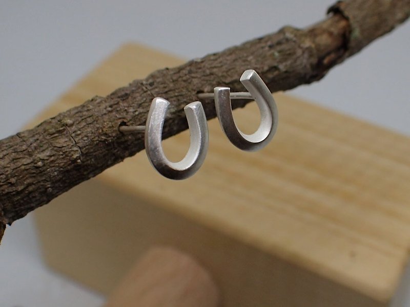 โลหะ ต่างหู สีเงิน - horseshoe earrings, 999-Fine Silver
