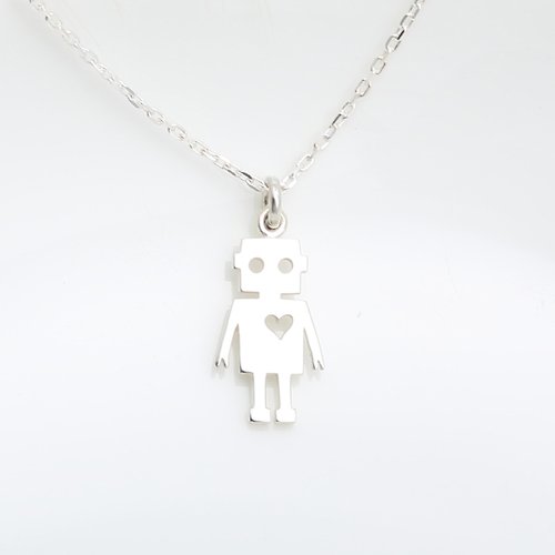 Angel & Me 珠寶銀飾 愛心 機器人 Robot s925 純銀 兒童 項鍊 生日 情人節 兒童節禮物