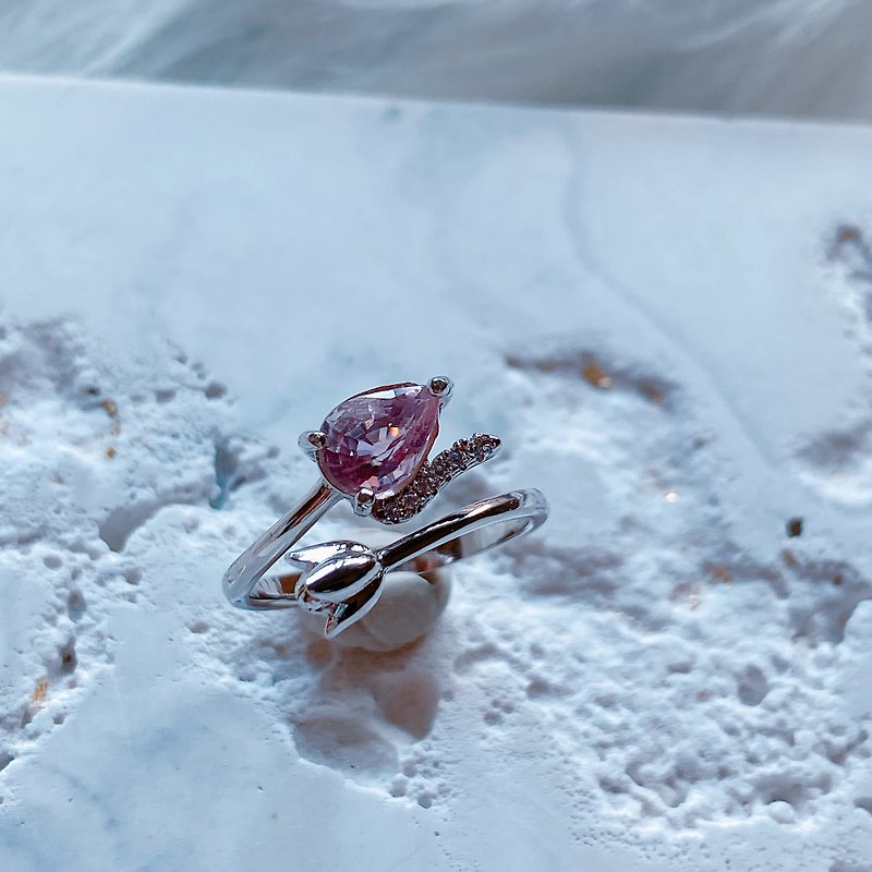 宝石 リング - バレンタインデーギフト人気のピンクトルマリン1カラットドロップ型ダイヤモンドカット