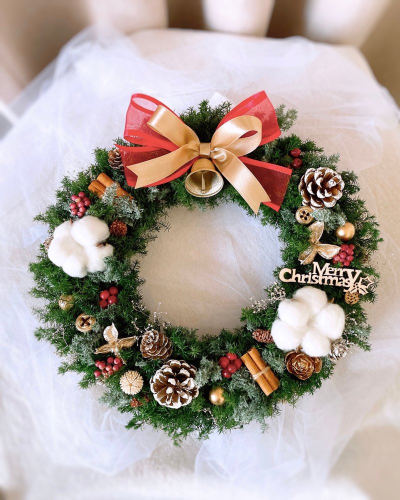 [Christmas Wreath] Christmas classic l comes with gift box packaging 30 cm wreath for Christmas - Dried Flowers & Bouquets - Plants & Flowers Green