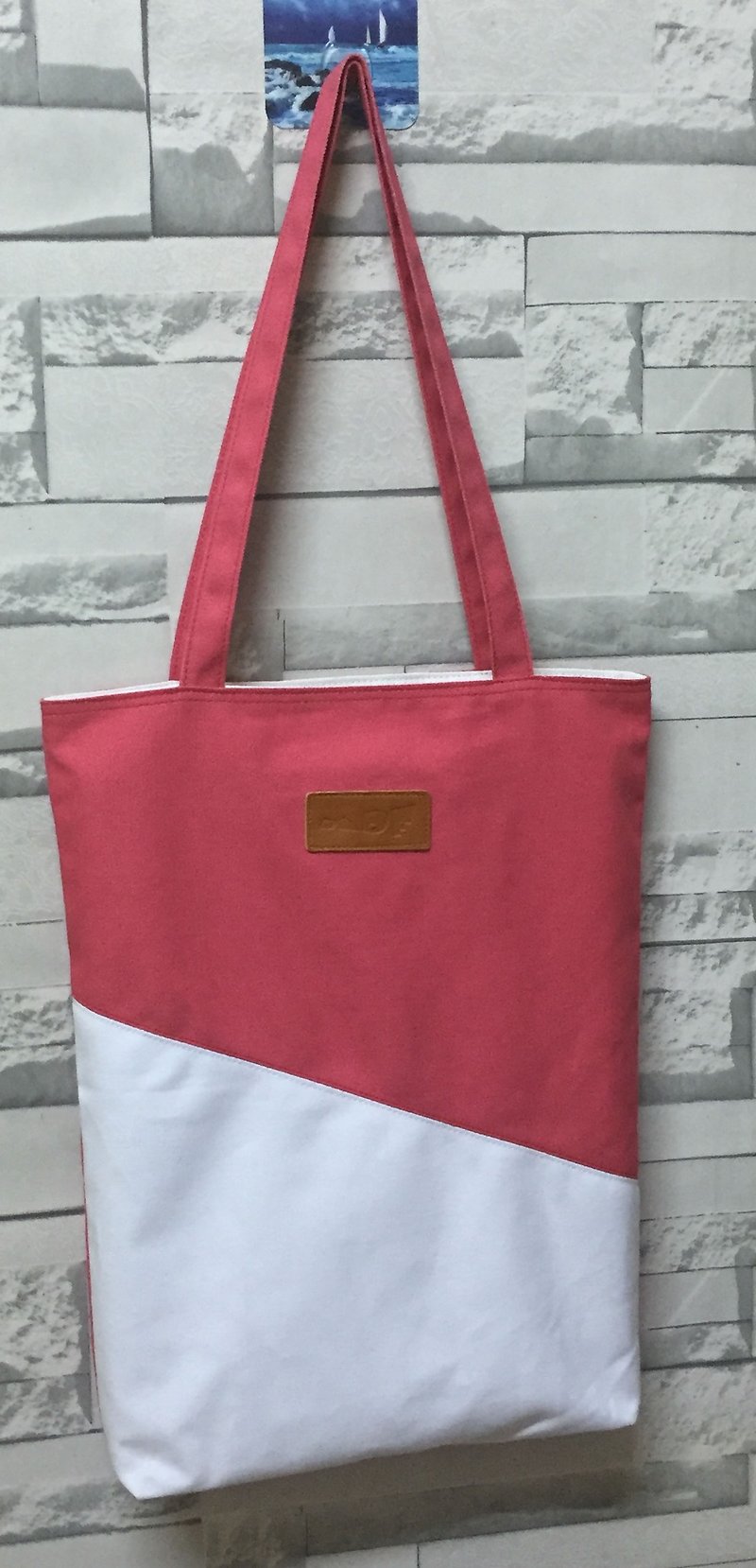 MDF canvas shoulder bag (red / white) - Handbags & Totes - Cotton & Hemp Multicolor