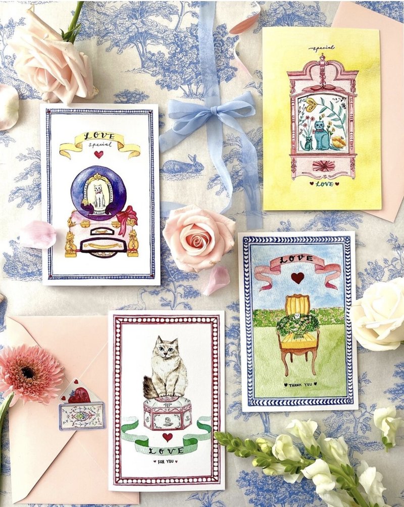 (GRIT) Love card set (4 cards) - 卡片/明信片 - 紙 
