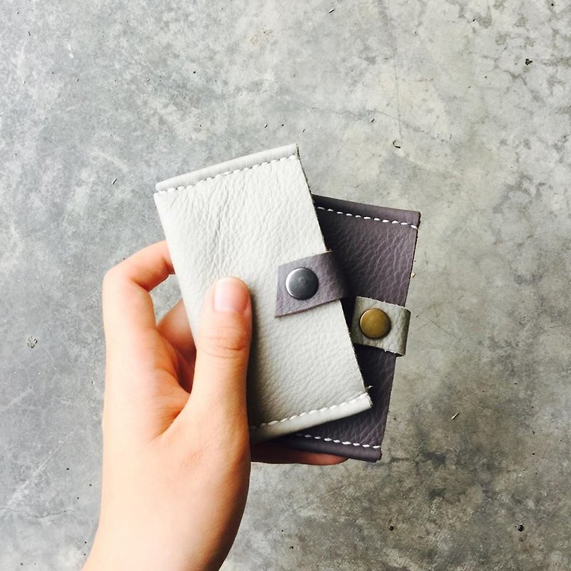 Leather business card holder manual business card holder customized business card box leisure card set sniffing leather hand made - Card Holders & Cases - Genuine Leather Gray