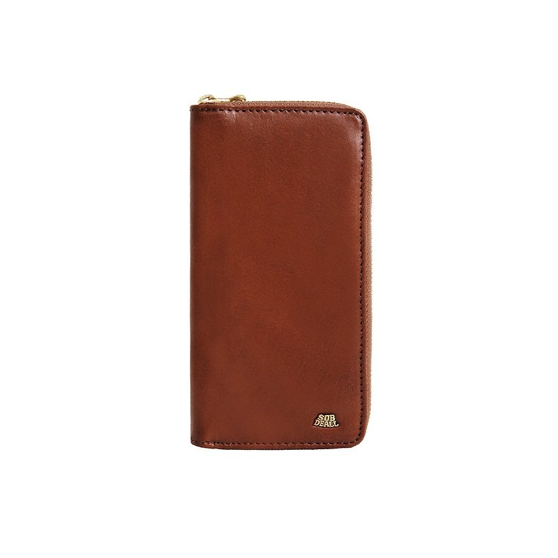 Zipper Letter Card Holder - Wallets - Genuine Leather Brown