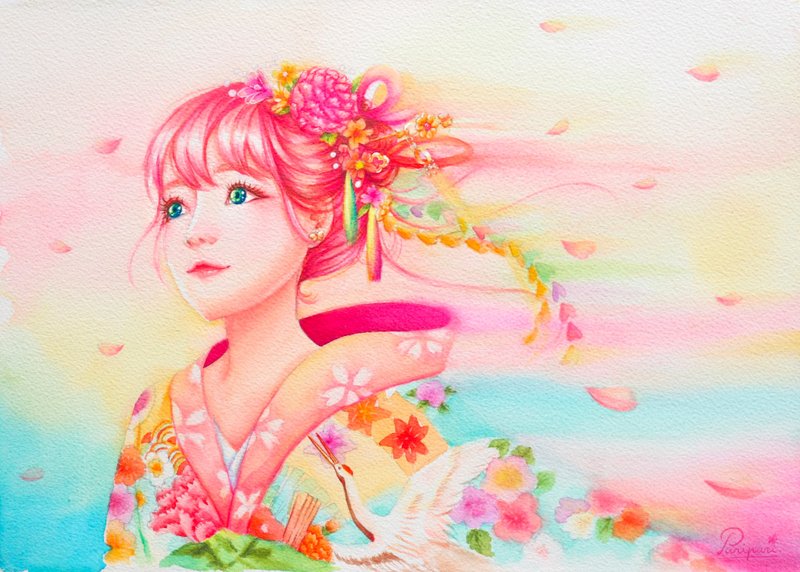 Flying with my wings l Postcard - 卡片/明信片 - 紙 多色