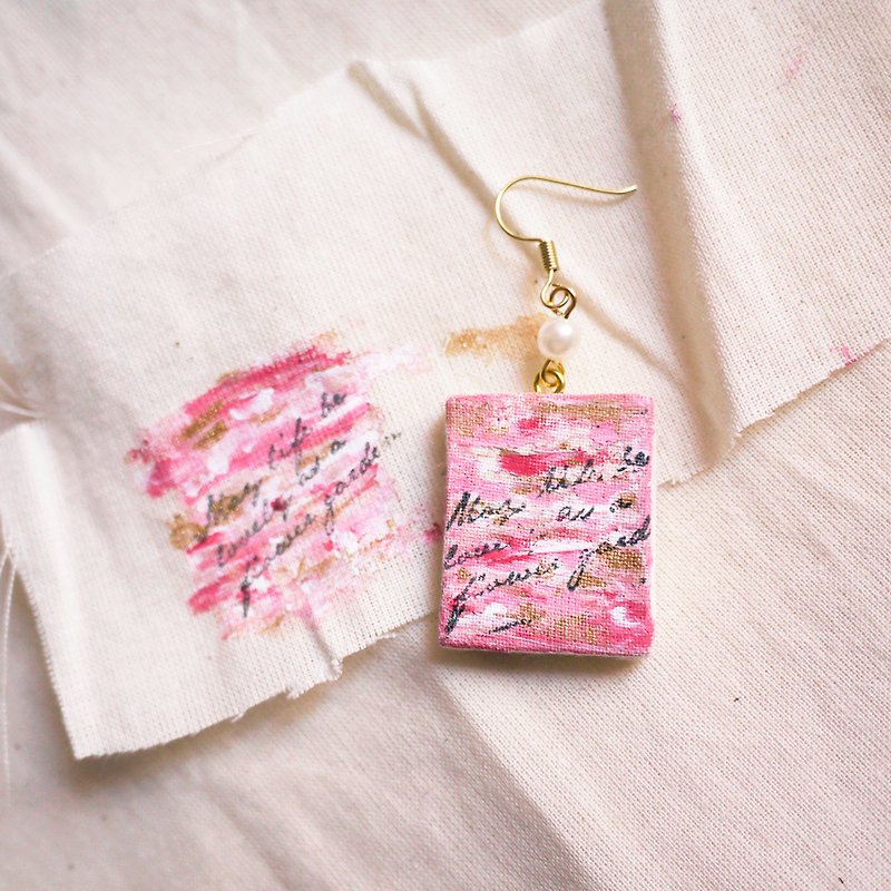 Little painting earrings a love letter to spring - Earrings & Clip-ons - Pigment Pink