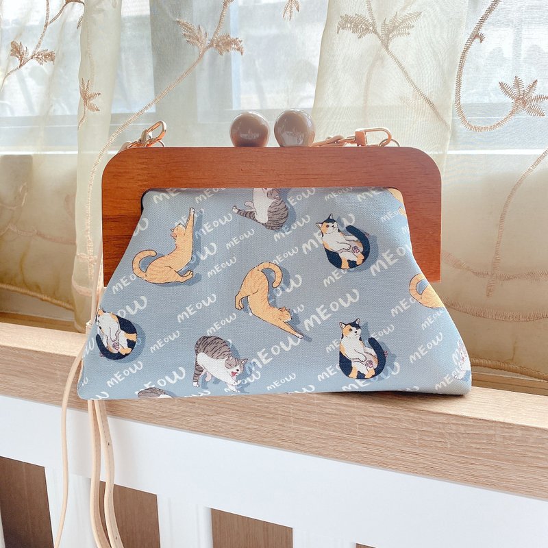 母親節限時優惠/貓meow方盒包/肩背包/斜背包/附贈英文字母皮標 - 側背包/斜背包 - 棉．麻 多色