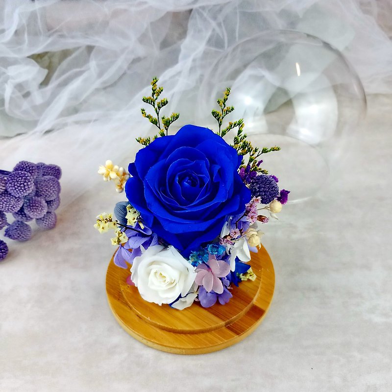 Eternal life flower glass cover girlfriend gift eternal life rose Valentine's day gift birthday gift PF-010 - Dried Flowers & Bouquets - Plants & Flowers Blue