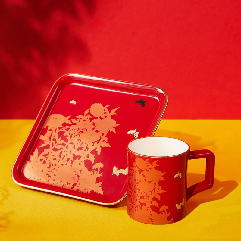 藝術家常玉-繁華似錦杯盤組 - 茶壺/茶杯/茶具 - 瓷 紅色