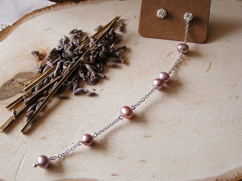 Spring Cherry Blossom Series 925 Sterling Silver Pink Purple Freshwater Pearl Earrings - ต่างหู - เงินแท้ สึชมพู