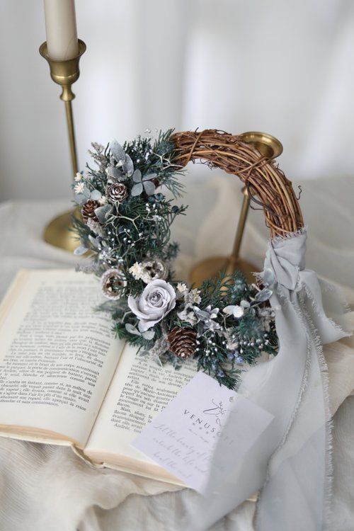 冬ロマンチックなクリスマスリースシルバー/グレー/クリスマスギフト