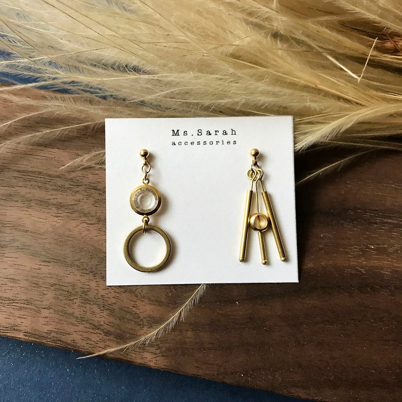 ทองแดงทองเหลือง ต่างหู สีทอง - _ Toroidal Bronze earrings (folder can be changed)