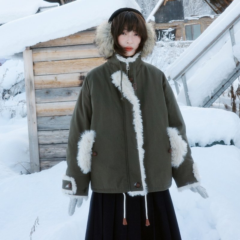 Stand Collar Raw Edge Down Jacket | Outerwear | Winter | Sora-2012 - เสื้อแจ็คเก็ต - ผ้าฝ้าย/ผ้าลินิน หลากหลายสี