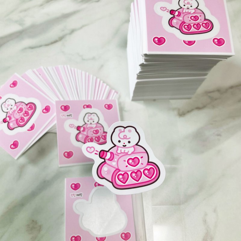 ハートタンク ムンムンギ 剥がして貼るステッカー - 韓国のかわいいダイアリー (lintam) - ステッカー・シール - 紙 ピンク