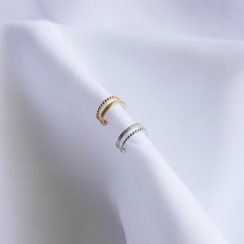 Simple Cuff/ 簡約點綴耳骨夾 雙環款 - 耳環/耳夾 - 銅/黃銅 銀色
