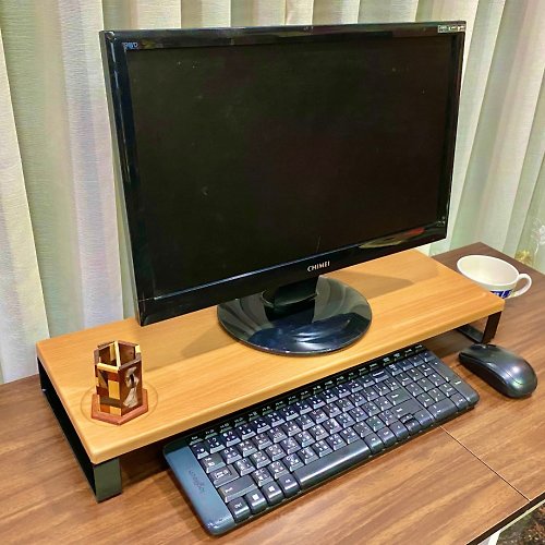 尊爵家Monarch 居家生活館 阿爾斯原木多功能螢幕架(雙色可選) 主機架 鍵盤架 收納架 電腦架