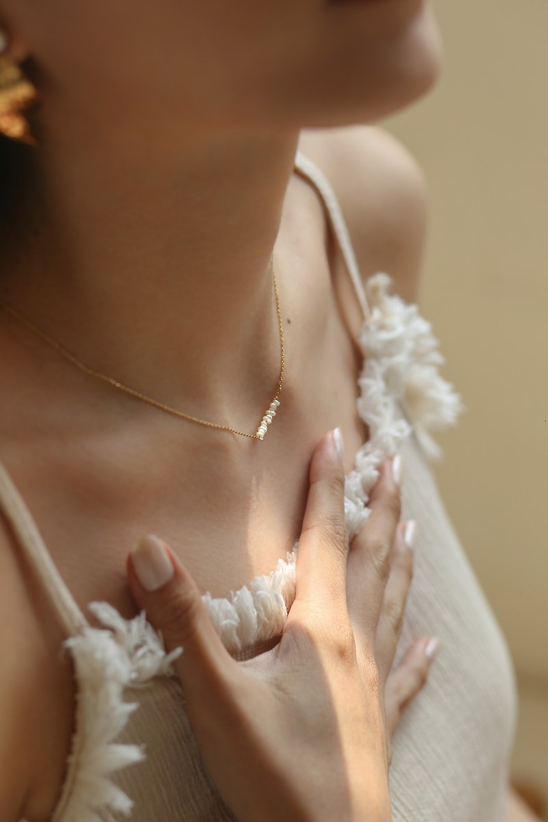 FOREST WHISPERS-Dewdrop Necklace/Plating 18K/Pearl Small Necklace/Gift - Necklaces - Pearl White