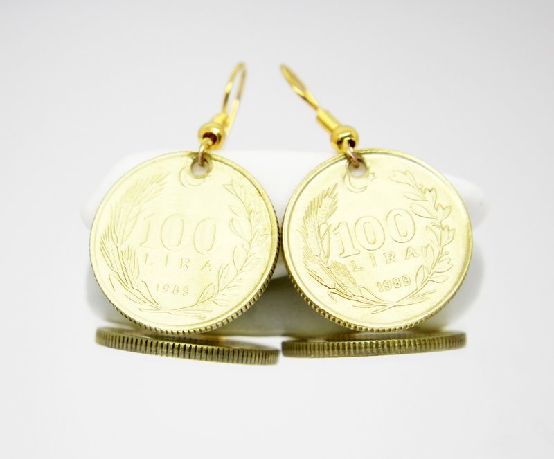 Mini Coin Earrings Tiny Coin Earrings Coin Hoop Earrings Coin Drop Earrings - Earrings & Clip-ons - Other Metals 