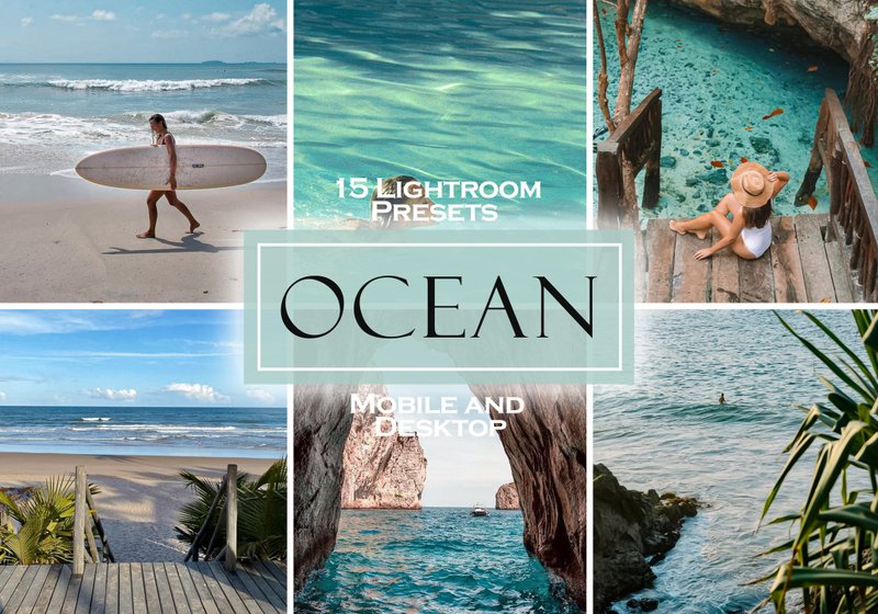 15 OCEAN lightroom presets, photo filters for instagram stories and posts - วาดภาพ/ศิลปะการเขียน - วัสดุอื่นๆ สีน้ำเงิน